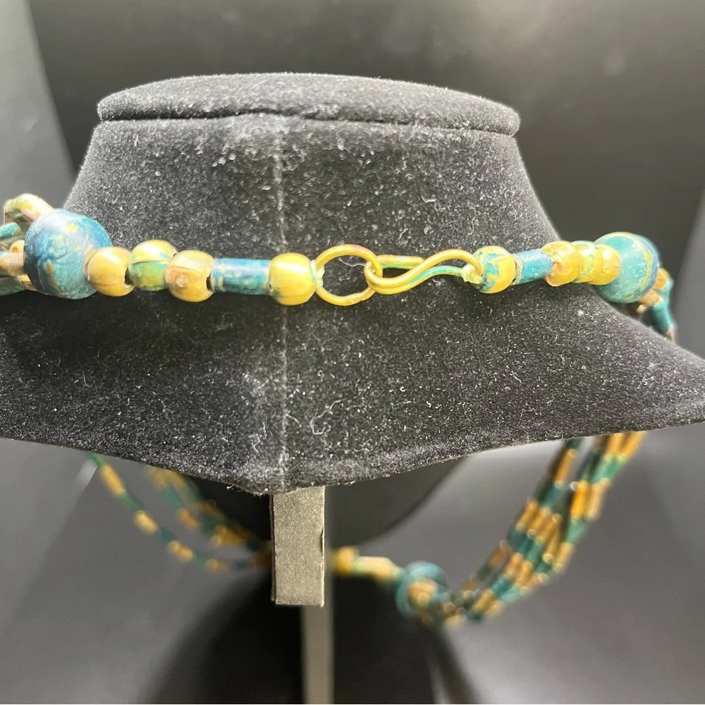 Vintage Style Boho Necklace Painted Wood Beads - Picture 12 of 14